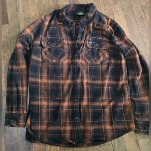 Harley Davidson motorcycle genuine Plaid Orange And Black Jacket Women’s XL euc